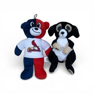 Ty Beanie Baby Dog Plush + St. Louis Cardinals Bear Plush Lot Excellent conditio